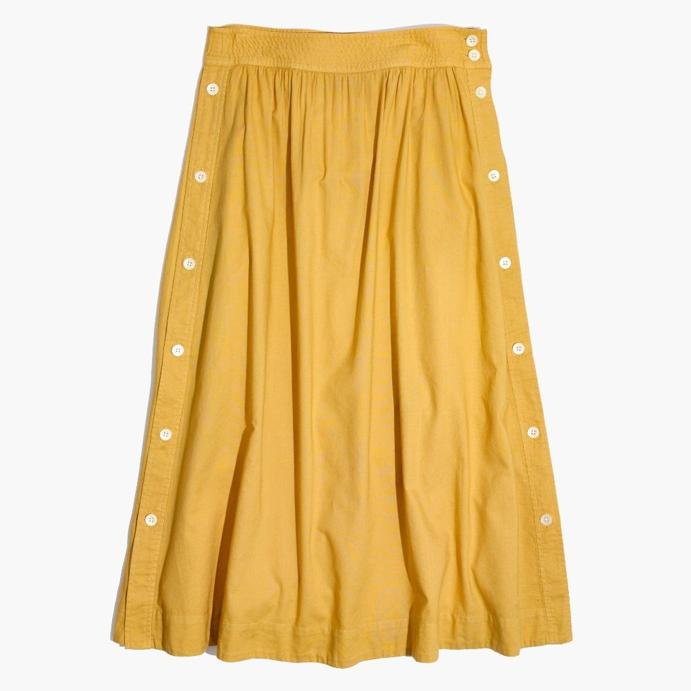 Mustard Yellow Side Button Madewell Skirt